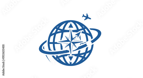 Global Travel And Tourism Compass Airplane Icon.