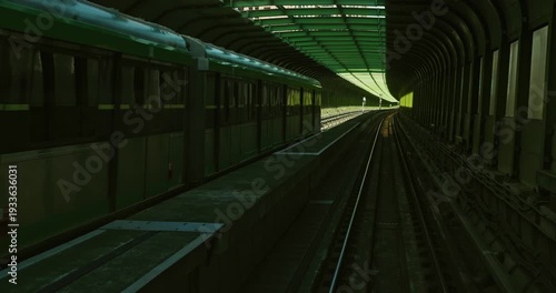 The dynamic beauty of the Taichung MRT as it weaves through the modern city emphasizes the convenience and speed of transportation through the sense of extension of tunnels and tracks.