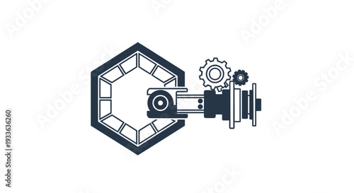 Industrial Robotic Arm with Gears and Hexagonal Structure.