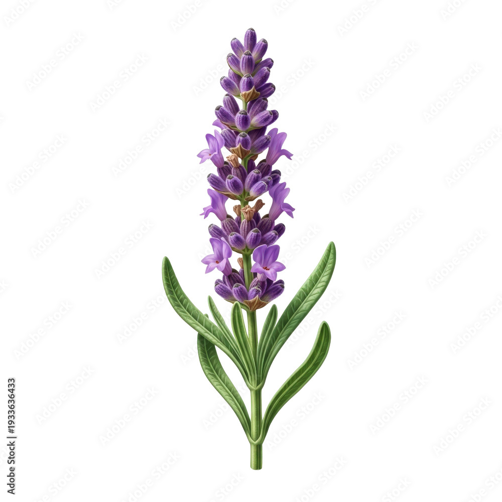 Fototapeta premium Lavender flower stem with leaves