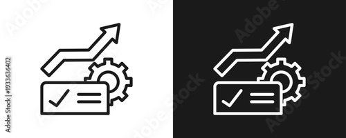 Continuous Improvement Icon Set Outline In White And Black Background