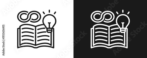 Lifelong Learning Icon Set Outline In White And Black Background