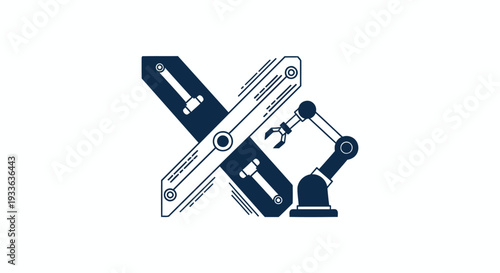 Industrial robot arm assembling mechanical parts with precision.