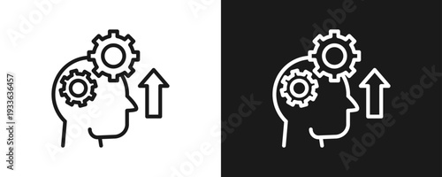 Personal Development Icon Set Outline In White And Black Background