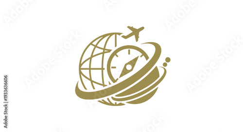 Global Travel Compass and Airplane Logo Design.