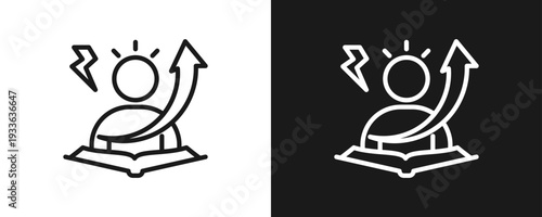 Learning Motivation Icon Set Outline In White And Black Background
