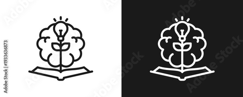 Wisdom Building Icon Set Outline In White And Black Background
