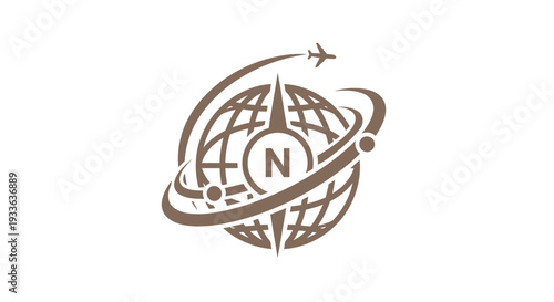 Global Travel Compass Airplane Logo Design.