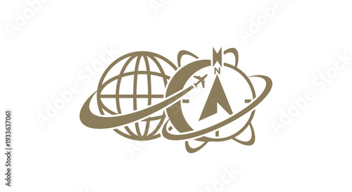 Global Compass Navigation and Travel Emblem Design.