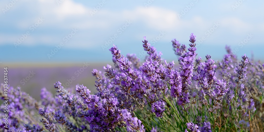Obraz premium Purple lavender blooms sway gently in field