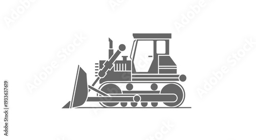 Heavy Duty Bulldozer Construction Vehicle Icon Graphic.