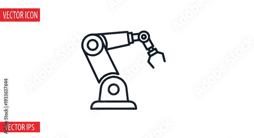 Industrial Robotic Arm Icon Vector Illustration.