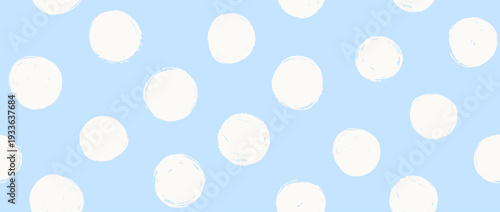 Light blue birthday polka dot seamless pattern. Repeated round painted confetti background. Happy repeating dotted wallpaper for Easter wrapping paper, birthday decoration, kid bday decor. Vector