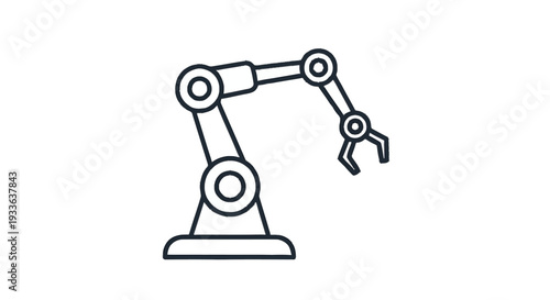 Industrial Robotic Arm Icon Vector Illustration.