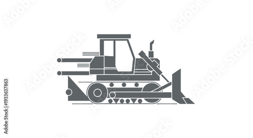 Heavy Duty Bulldozer Machine Illustration Icon.