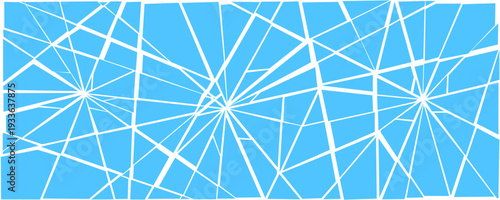 Blue damaged broken texture. Grunge shattered glass effect background. Multiple cracked lines explosion pattern. Fractured triangle fragments, pieces, shatters concept. Vector debris illustration