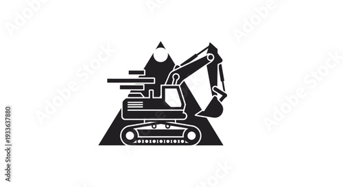 Heavy Duty Excavator Machine Icon for Construction Industry.
