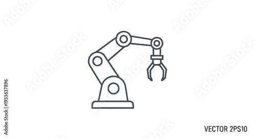 Industrial Robotic Arm with Gripper Icon.