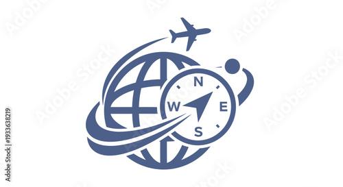 Global Travel Compass and Airplane Icon.