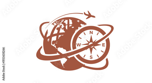 Global Travel Compass and Airplane Icon.