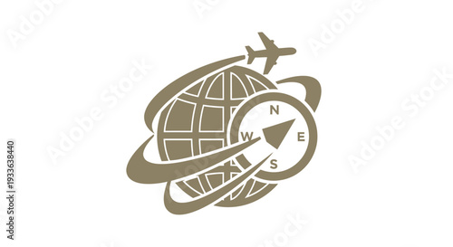 Global Travel Compass and Airplane Icon.