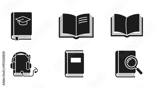 Black and White Book Icons.