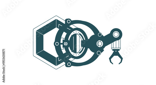 Industrial Robotic Arm with Hexagonal Gripper Mechanism.