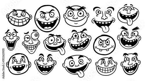 Cartoon Emoticon Faces Collection Illustration.