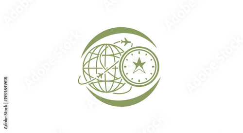 Global Travel Time Concept with Airplane and Clock.