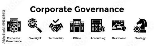 Corporate Governance Banner Web Icon Vector Illustration Concept For Corporate Governance, Oversight, Partnership, Office, Accounting, Dashboard, Strategy