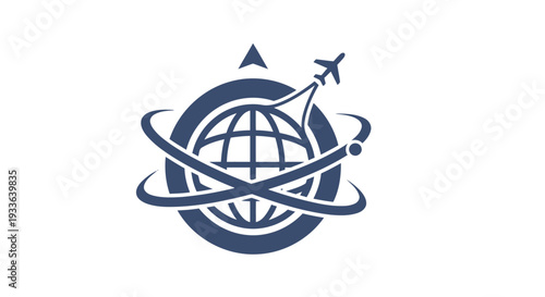 Global Travel and Tourism Airplane Around the World Logo.