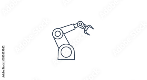 Industrial Robotic Arm Line Art Icon.