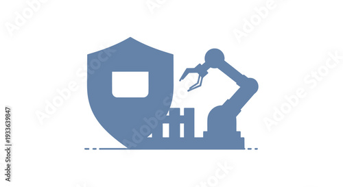 Industrial Robot Arm Protecting Shield Symbol.