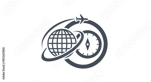 Global Travel Compass and Airplane Icon.