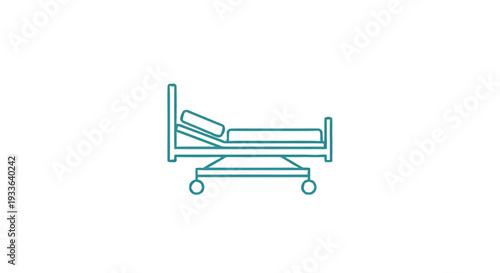 Hospital Bed With Adjustable Headrest And Wheels.