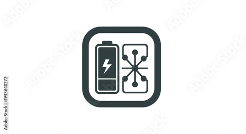 Icon representing battery charging and data transfer technology.