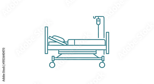 Hospital Bed with IV Drip Stand Medical Equipment Illustration.