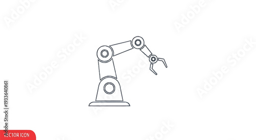 Industrial Robotic Arm Line Art Icon Vector Illustration.