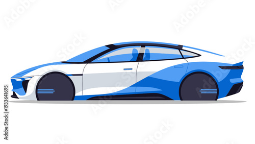 Blue and white sports car.