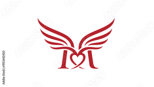 Free Download Red winged heart logo symbol. - GFXLoad