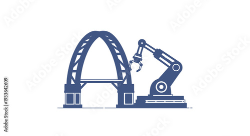 Industrial Robotic Arm Constructing Archway Structure.