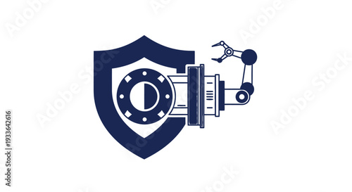 Industrial Security Shield with Robotic Arm and Valve.
