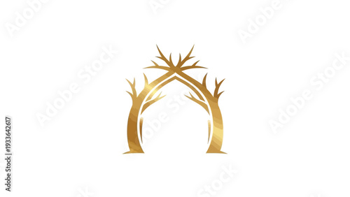 Golden Laurel Wreath Luxury Emblem.