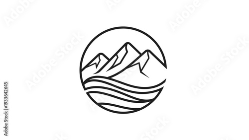 Simple Line Art Mountain Logo.