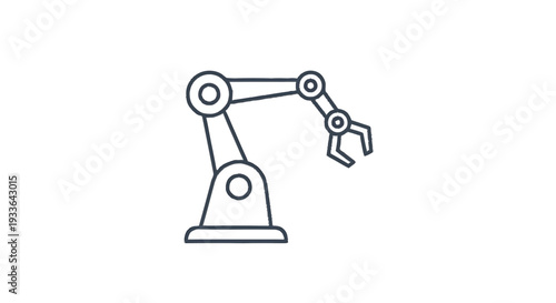 Industrial robotic arm with gripper on white background.