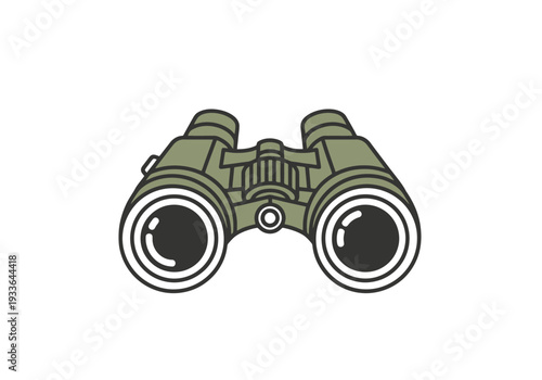 Close up view of handheld binoculars for observation and exploration from a distance over white background