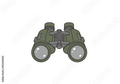 Green Binoculars Object Isolated On White Background For Exploration And Observation Visual Concepts