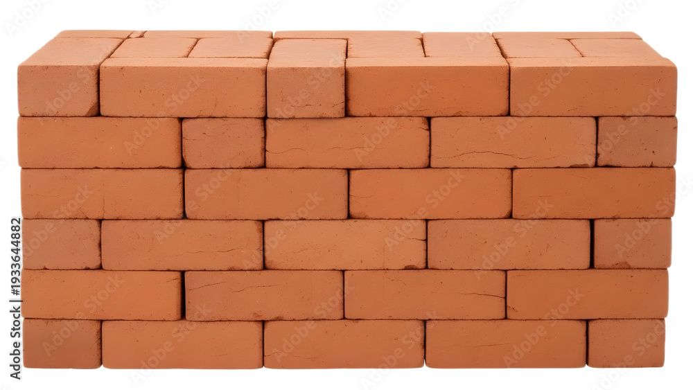 Obraz premium Stack of red clay bricks on transparent background for construction and building projects