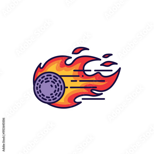 Fiery Puck Flying Through Air Icon.