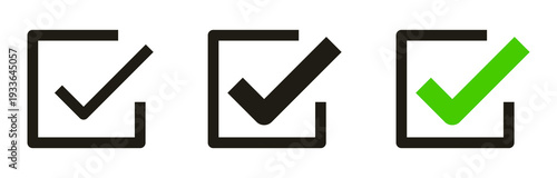 check mark icon button set. check box icon with right or correct buttons and yes checkmark tick box icons - checkbox symbol sign. check mark box square frame. vector illustration